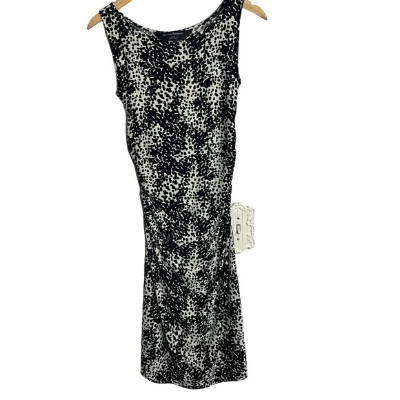 Norma Kamali Black White Abstract‎ Animal Print Spotted Ruched Dress Size Medium - Picture 3 of 10